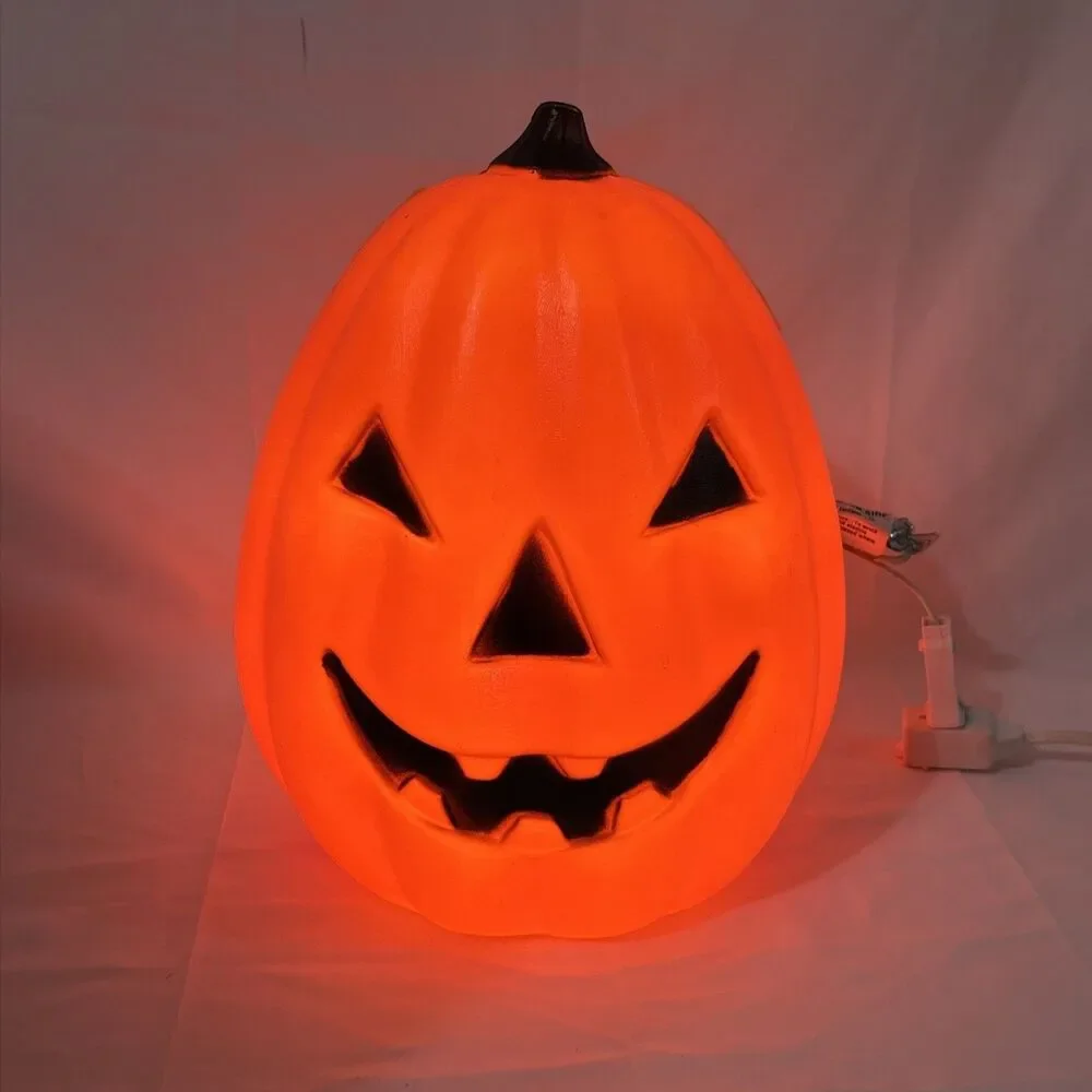 Vintage Pumpkin Halloween Lighted Blow Mold TPI 1991 13” Tall Orange Jack Canada